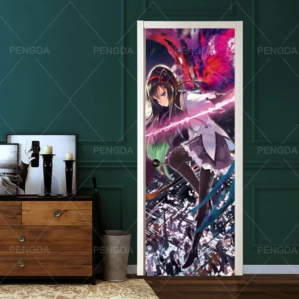 Печать на холсте настенные картины 3d двери японского аниме стикеры Самоклеющиеся ПВХ плакат водонепроницаемый обои украшения дома