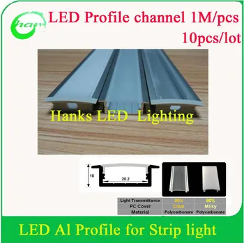 

10pcs 1m/pcs LED aluminium channel with milk/clear cover for double row strip light