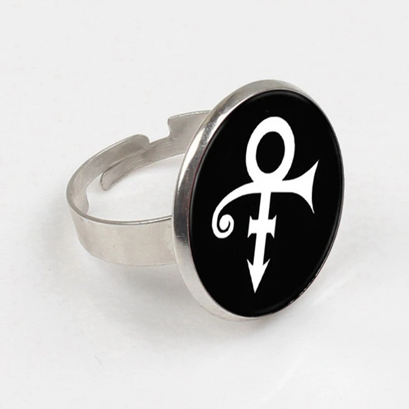 

2019 Caxybb New Music Memorial ring Prince RIP Symbol Logo Love Gothic ring Hermaphrodite Artist Glass ring Gift