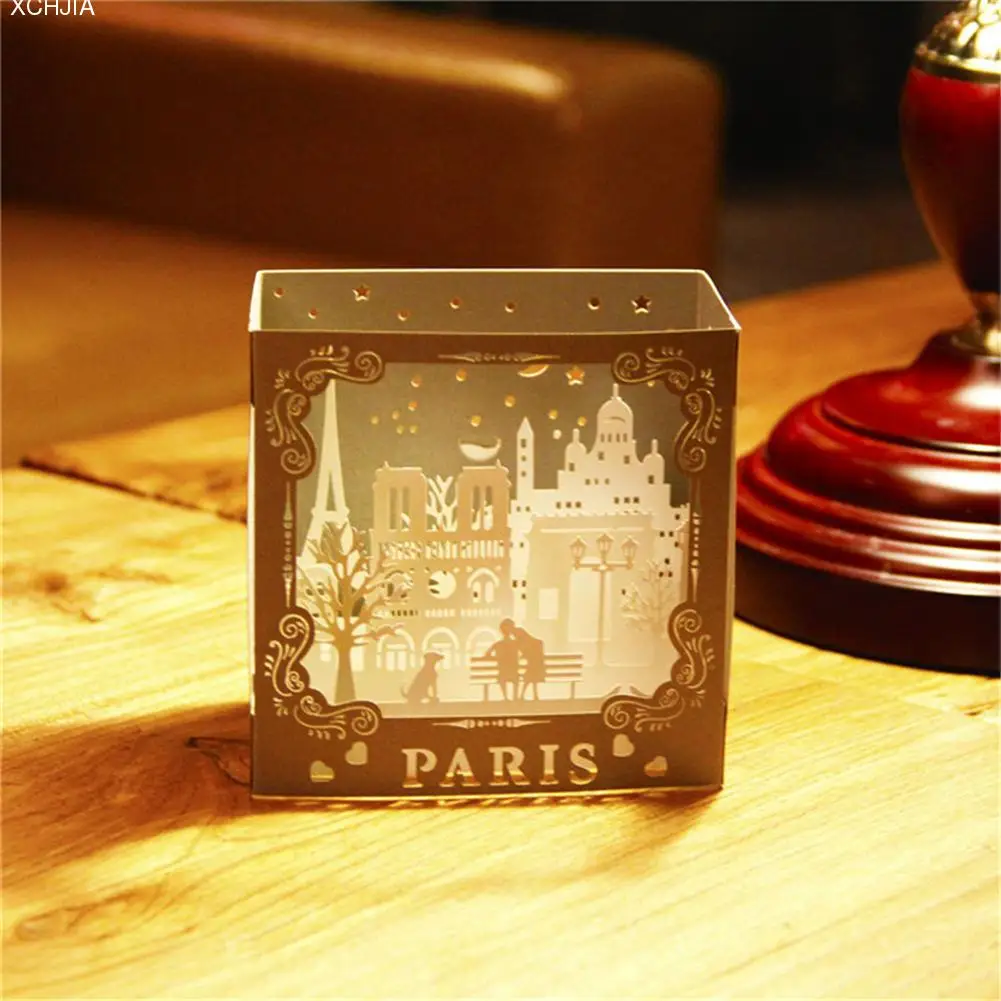  Handmade Greeting Cards 3D Pop Up Tree Box White PARIS Night Greeting Card Craft Holiday Invitation - 32850652271