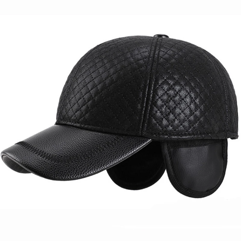 HT1978 осень-зима шапки для Для мужчин теплые ветрозащитные Earflap шапки из искусственной кожи Бейсбол шапки мужской Регулируемый Snapback Бейсбол Hat