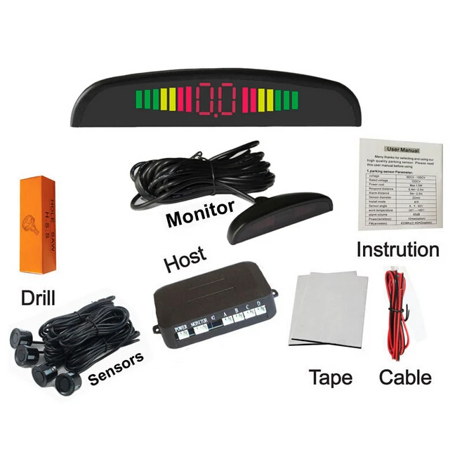 

1Set Car LED Parking Sensor Kit Display 4 Sensors for all cars Reverse Assistance Backup Radar Monitor System