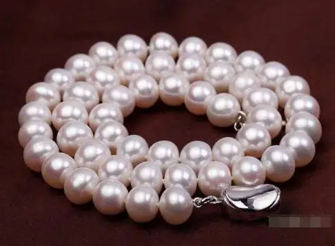 

Wholesale price ^^^ Real 9-10mm White Natural Cultured Freshwater Pearl Women Jewelry Necklace 18