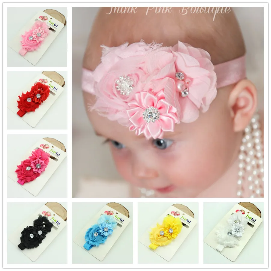 

1 Piece MAYA STEPAN Baby Headband chiffon DIY Toddler Infant Kids Hair Newborn flower floral Pearl Crystal Turban Girl Handmade