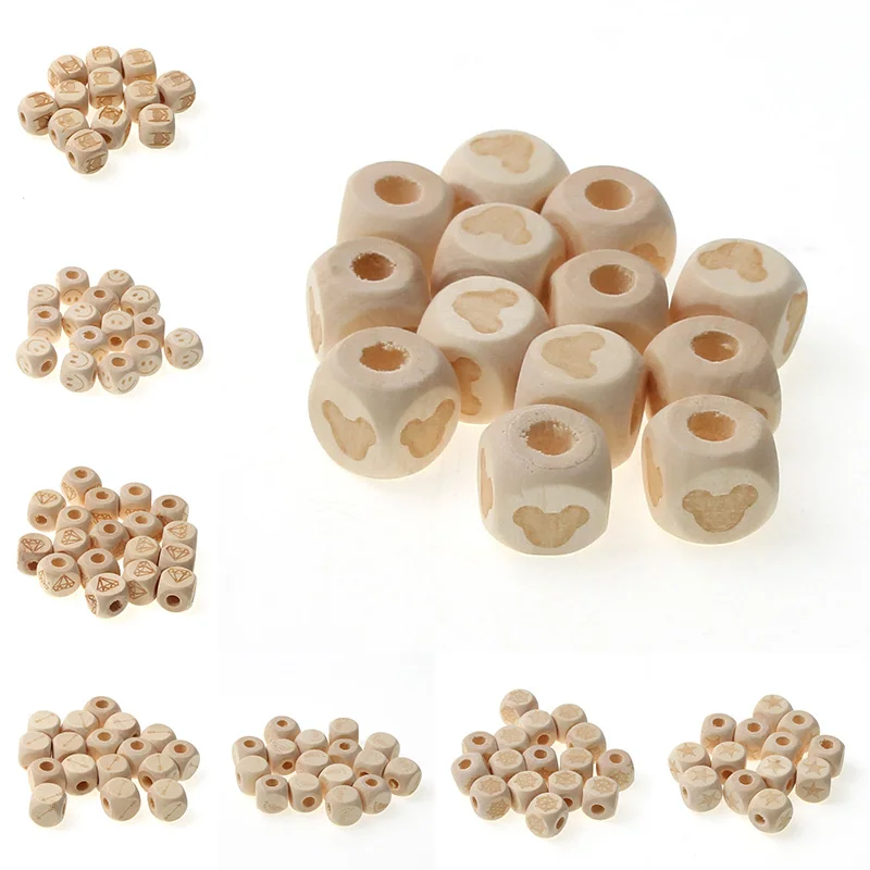 

Mixed Carving Pattern DIY Natural Big Hole Wood Beads For Jewelry Making Necklace Bracelet Spacer Accessories 20Pcs/lot 14MM