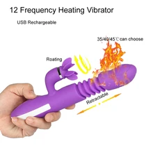 Silicone AV Heating Vibrator Automatic Retractable Clitoris Stimulator G-Spot Vagina Massage Vibrators Adult Sex Toys For Women