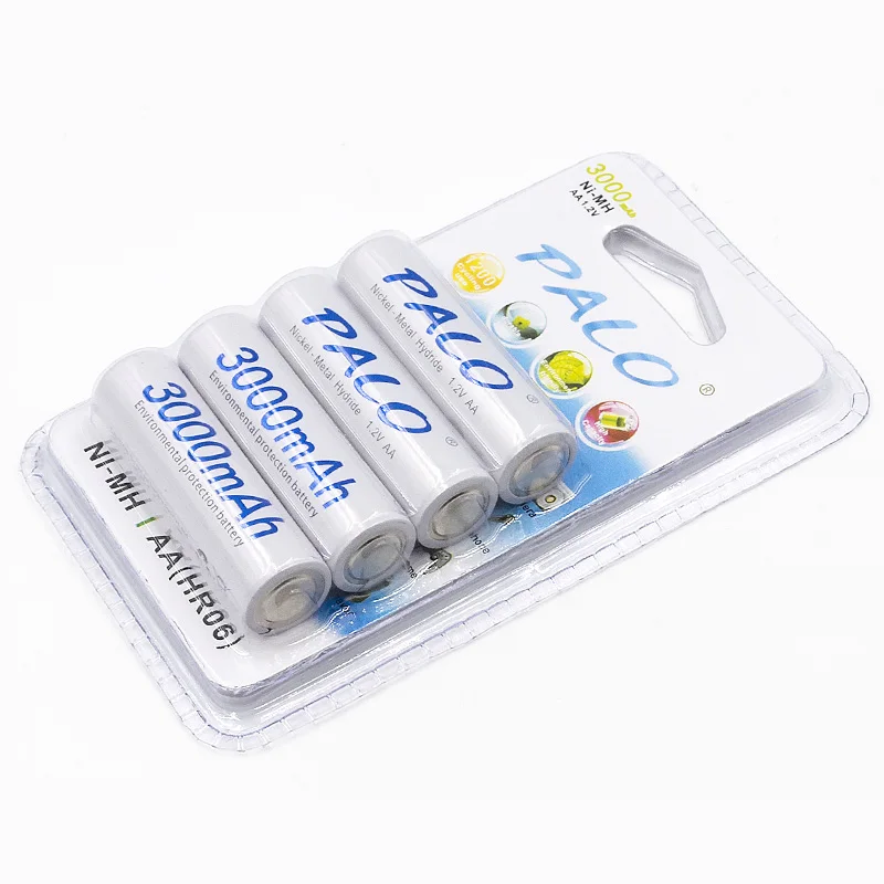 4pcs AA Palo батарея низкая саморазряжающаяся упаковка 1,2 V AA 3000mAh NIMH аккумуляторная батарея - Цвет: 4pcs AA