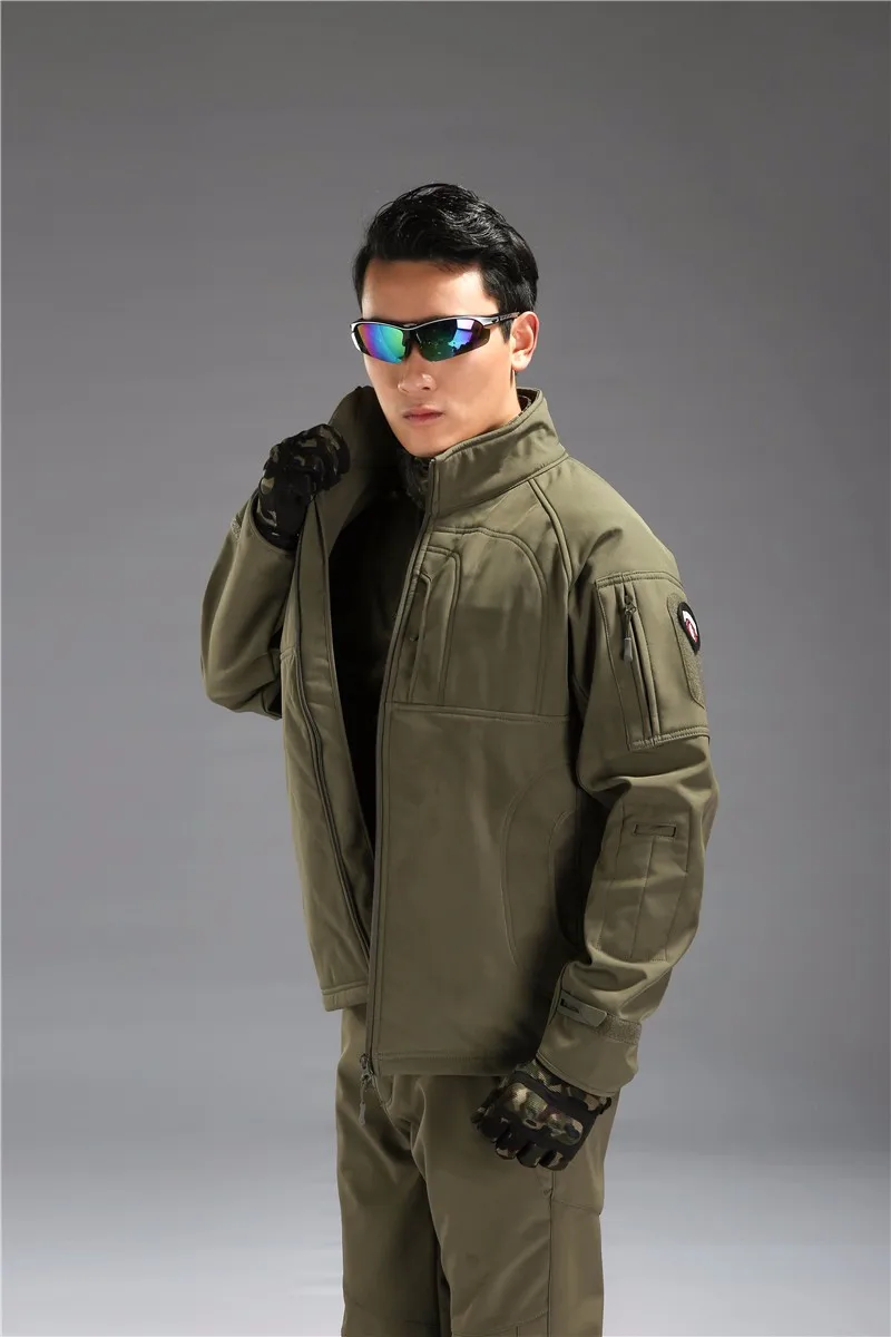 Softshell, gola Stand, Casacos de Lã, Camuflagem do Exército, Moda