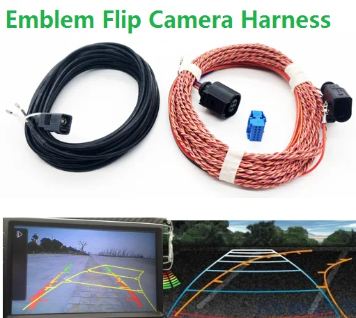 

For VW Emblem Flip Rear View Reversing Trajectory Camera Harness RVC track Connect wiring harness For VW MQB Golf 7 Passat B8