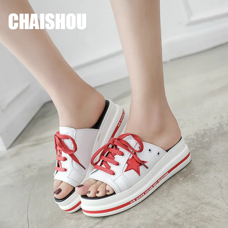 

CHAISHOU Shoes Women's Sandals Slippers Platform Flat Sandals Beach Slippers Zapatos Mujer CS-291
