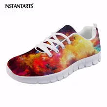 INSTANTARTS/Модная женская обувь на плоской подошве; обувь на плоской подошве из сетчатой ткани с принтом «Галактика» и «небула» для девочек-подростков; повседневные кроссовки; сезон весна-осень