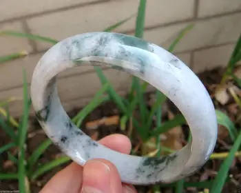 

Certified Natural Untreated Floral Blue Jadeite Jade Bangle 60.88MMGrade A