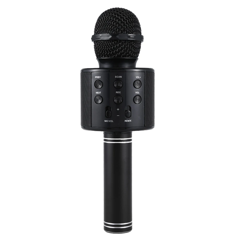 Беспроводной bluetooth-микрофон для караоке Динамик ручной микрофон для музыкального плеера поет и записывает микрофон для интервью - Цвет: Черный
