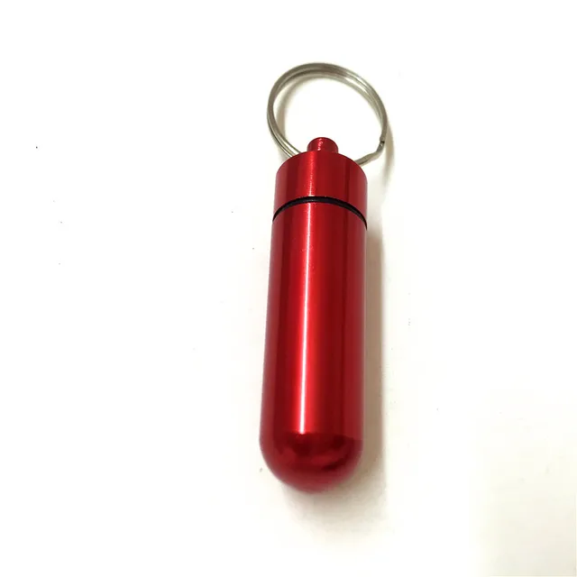 100 X Aluminum Pill Box Case Bottle keychain Container With Keyring Car Keychains Medicine Box