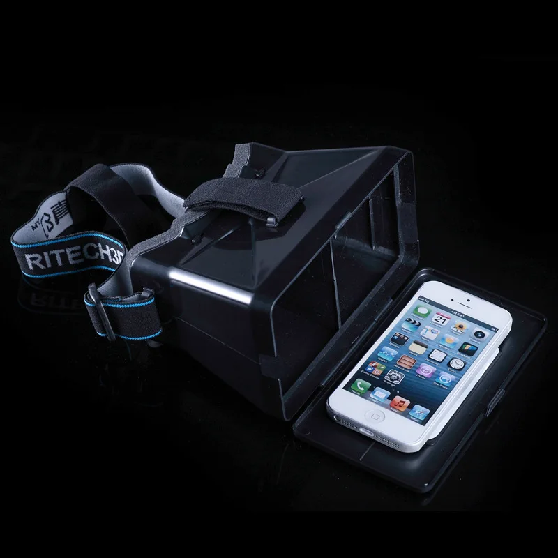 

Black Headmount Cardboard 3D Virtual Reality Video Glasses VR 3D Movies Games With Resin Lens For smartphone