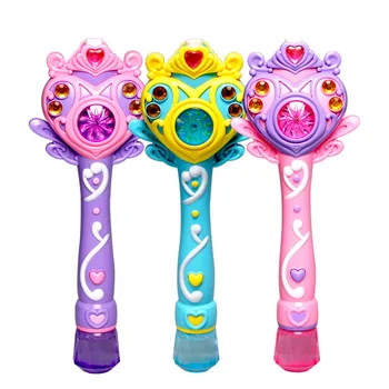 

2018 Hot Cartoon Kids Out Door Toy Model Electric Magic Stick Wand with Music and Light Machine Bubble Gun Baby Play Hand Doll
