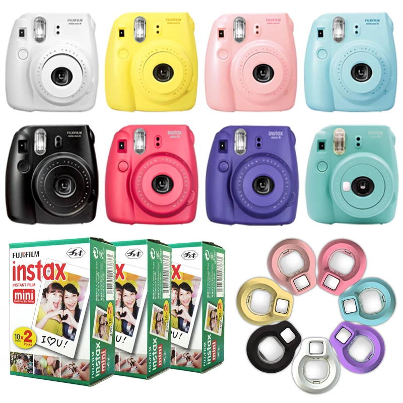 Fuji Fujifilm Instax Mini 8 мгновенная камера черный, белый, розовый, синий, малиновый, виноградный+ 60 пленка+ объектив крупным планом