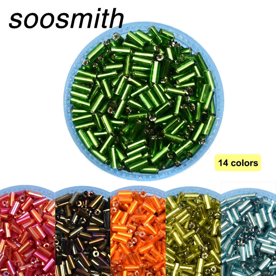 

Approx.500pcs 2x4.5mm Bugle Glass Beads /Seed/Charms/Czech/beads & jewelry making/Silver/Gold/Beads /wholesale/diy accessories