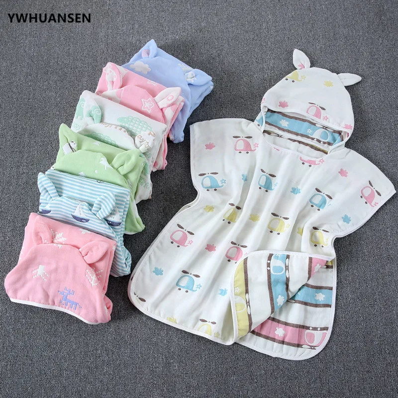 YWHUANSEN 60*60cm 6 Layers Gauze Hooded Beach Towel Cotton Baby Cape Towels Soft Poncho Kids Bathing Stuff For Babies Washcloth YWHUANSEN 60*60cm 6 Layers Gauze Hooded Beach Towel Cotton Baby Cape Towels Soft Poncho Kids Bathing Stuff For Babies Washcloth