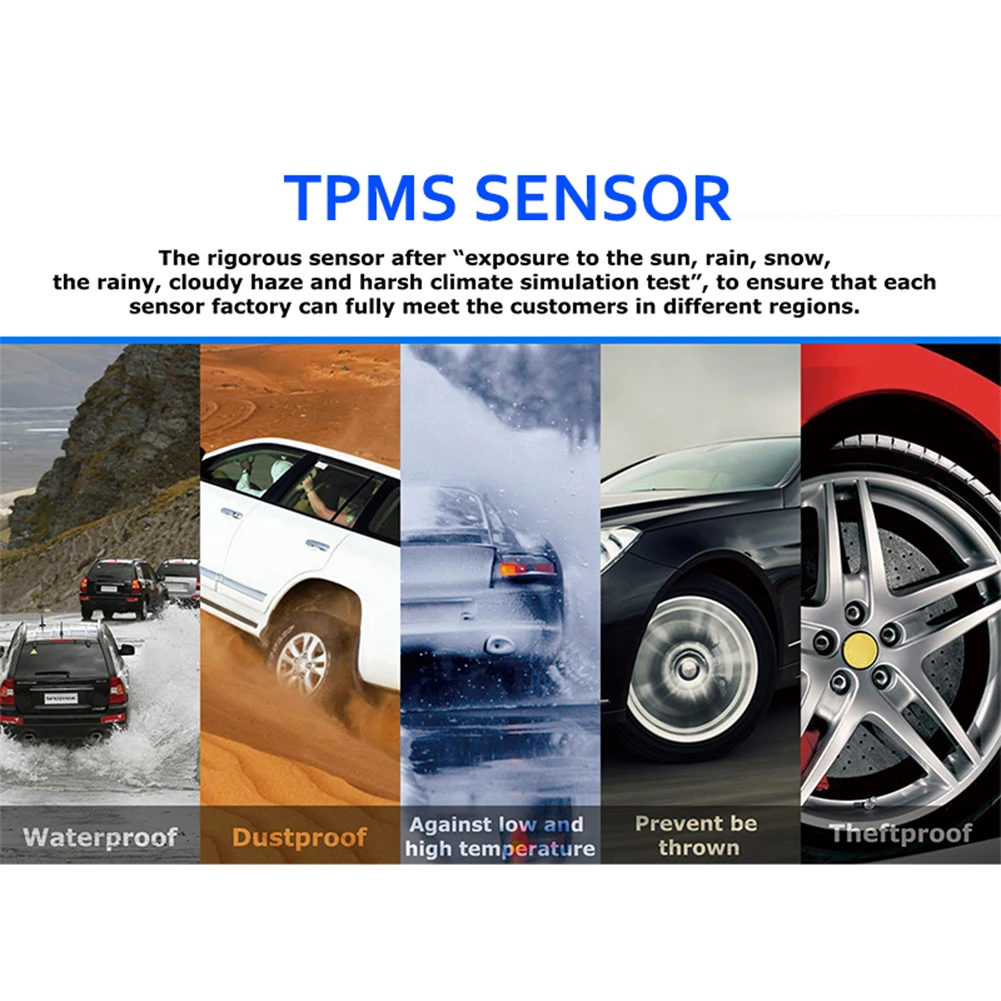 TPMS автомобильный универсальный беспроводной контроль давления в шинах 6 шт. колеса шины Внешний датчик цветной ЖК-сменный улучшенный сигнал