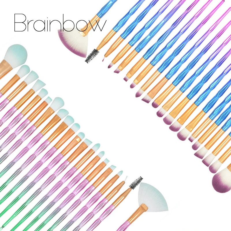 

Brainbow 20pcs Makeup Brushes Set&Kit Tools Foundation Powder Concealer Blending Contour Cosmetic Unicorn Makeup Brushes Set