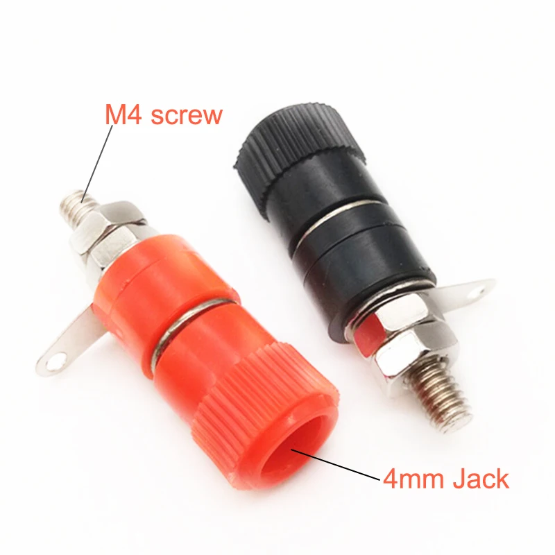

10PCS Terminal Blocks JS-919 4mm Amplifier Terminal Connector Binding Post Banana Plug Jack Mount 5pcs Black + 5pcs red Socket