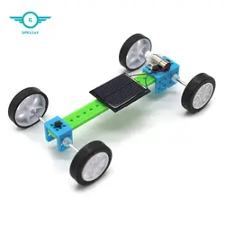 Сборка игрушки DIY Мини зеленый сам автомобиль Управление автомобиля стволовых модель DIY Дети SolarToy научная образовательная подарки для