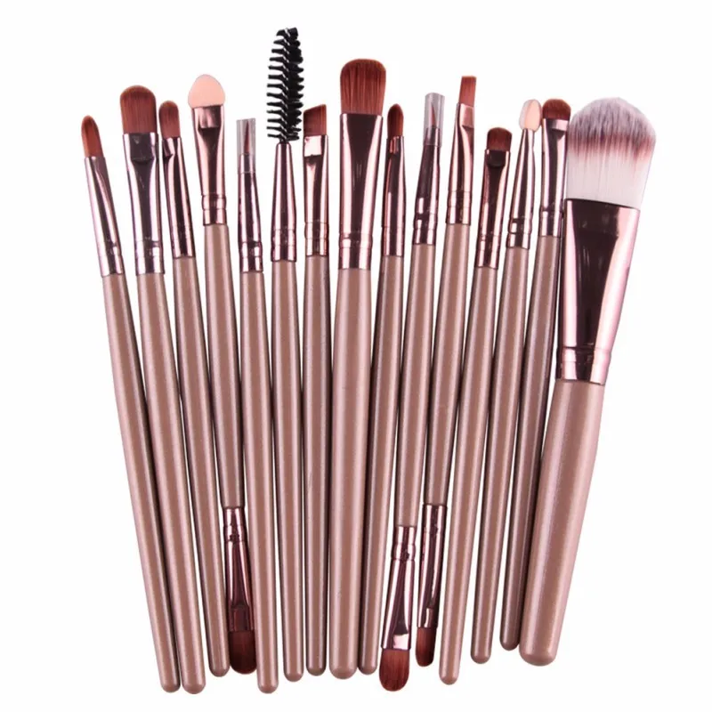 Useful 15 pcs/Sets Lip Eyebrow Brush Kits Tools Eye Shadow Cosmetic Makeup Brushes Sets