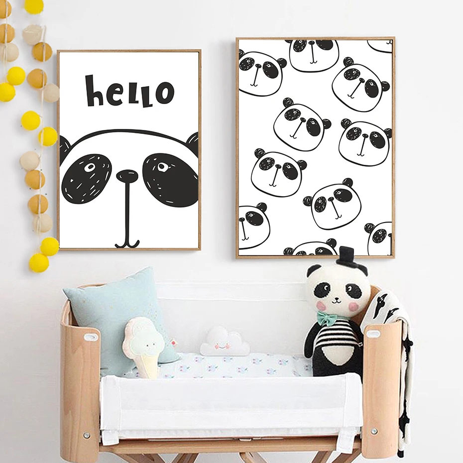 Cute Cartoon Panda Pattern A4 Canvas Art Painting  (3)