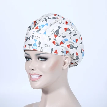 

2020 Real New Medical Clothing 2020 Cotton Surgical Caps Women ,doctor And Nurse Medical 100% Woman Print Cap 2020037