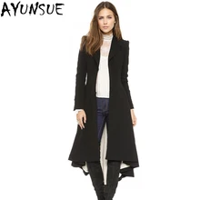 AYUNSUE плюс размер 4XL осень зима ласточкин хвост женское Шерстяное Пальто черное с длинным рукавом пальто для женщин верхняя одежда LX2151