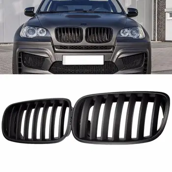 

Grille for BMW E70 E71X5 X6 2007 2008 2009 2010 2011 2012 2013 Matte Gloss Black M Pair Front Bumper Hood Kidney Sport Grills
