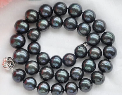 

huij 004902 Huge 18" 12-15mm ROUND BLACK Freshwater cultured PEARL NECKLACE