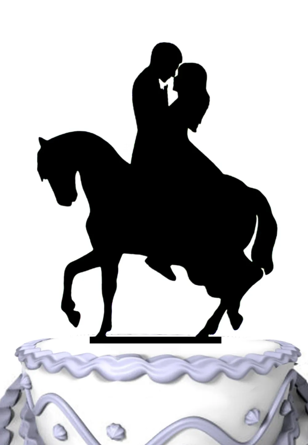 Acrylic Bride and Groom Sit On Horseback Wedding Cake Topper Silhouette | Дом и сад