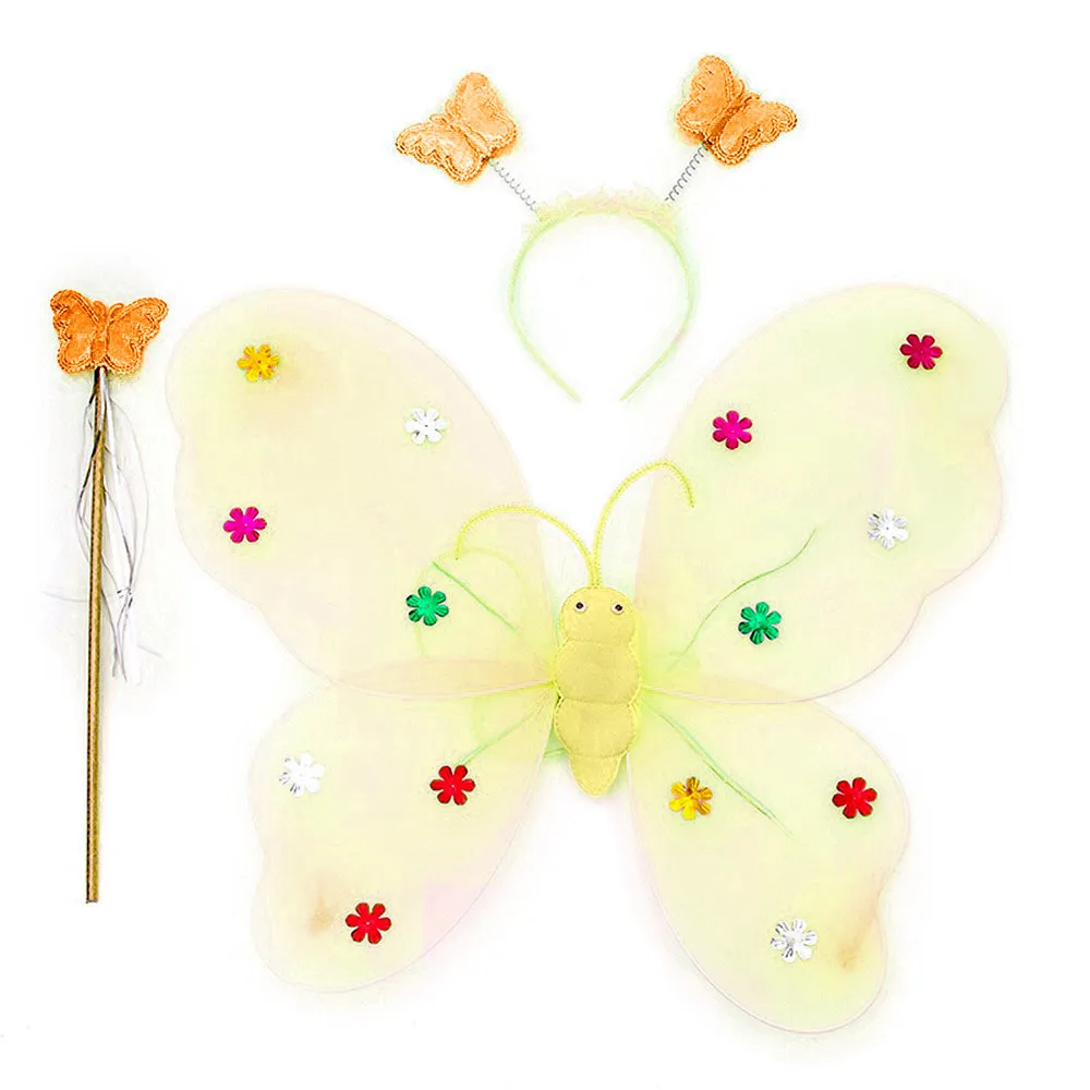 

NEW 3pcs/Set Girls Led Flashing Light Fairy Butterfly Wing Wand Headband light up funny educational led Luminous toys for kids