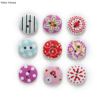 

50pcs Printing richly colorful Mix Round Wood buttons Sewing Scrapbook Clothing Gifts Crafts Handwork Card DIY Accessories 15mm