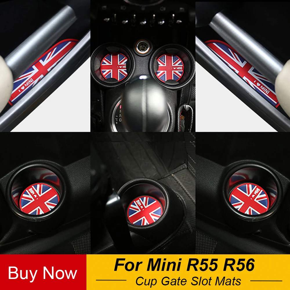 

Union Jack Car Water Cup Gate Slot Mats Silicone Anti-Slip Pad Decoration For Mini Cooper One d JCW R55 R56 Car Accessories