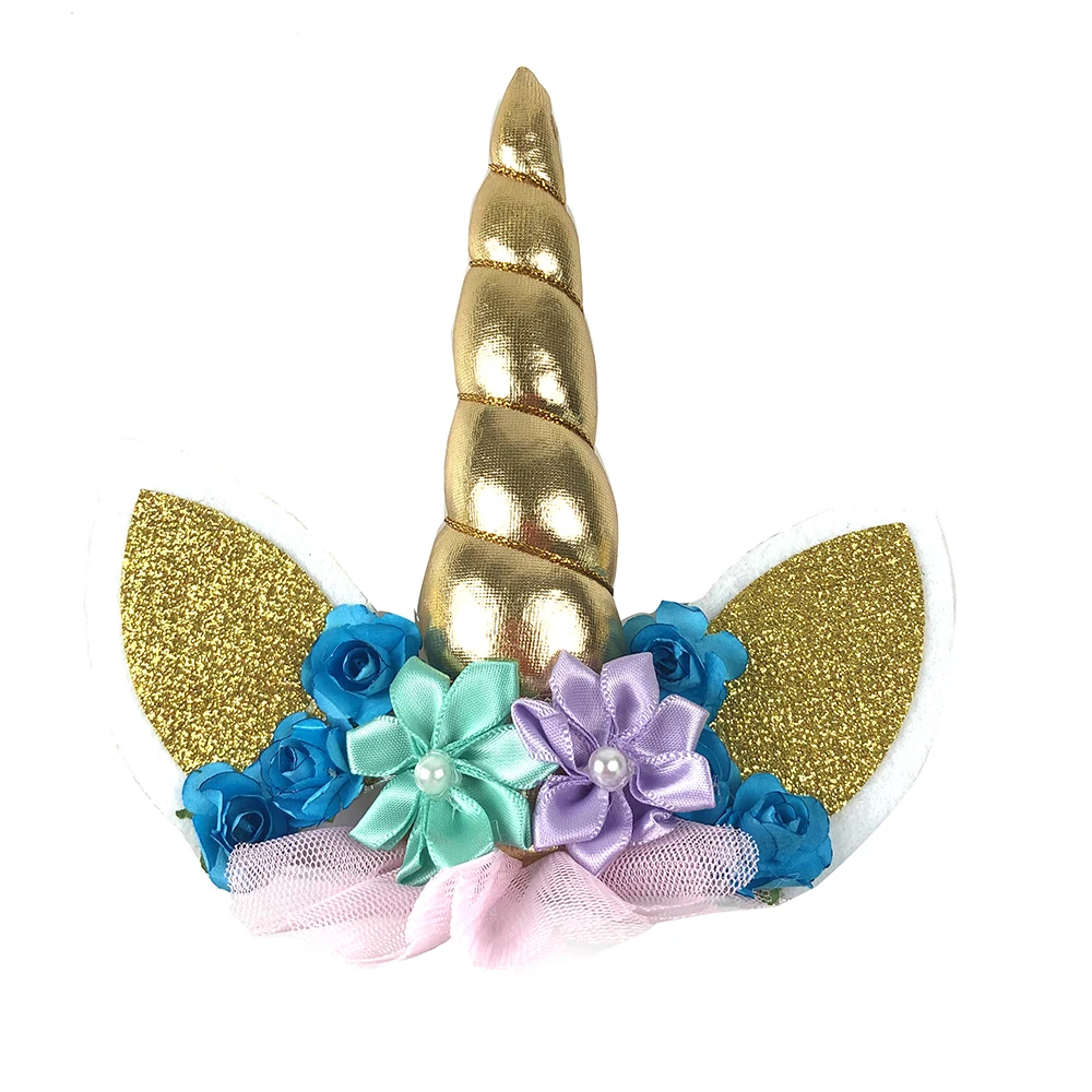 3pcslot unicorn horn ears eyes unicorn horn birthday cake toppers