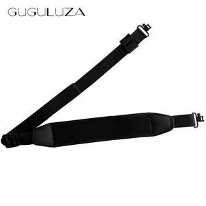 GUNGULUZA Тактический ружье Неопрен Черный винтовка Слинг с Вертлюги Противоскользящий пистолет плечевой ремень для охоты и стрельбы - изображение