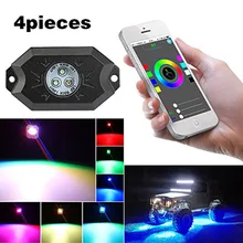 

RGB LED Rock Light Kits with Bluetooth/Cell Phone Control&Timing&Music Mode&Flashing&Automatic Control Under Off Road Truck SUV