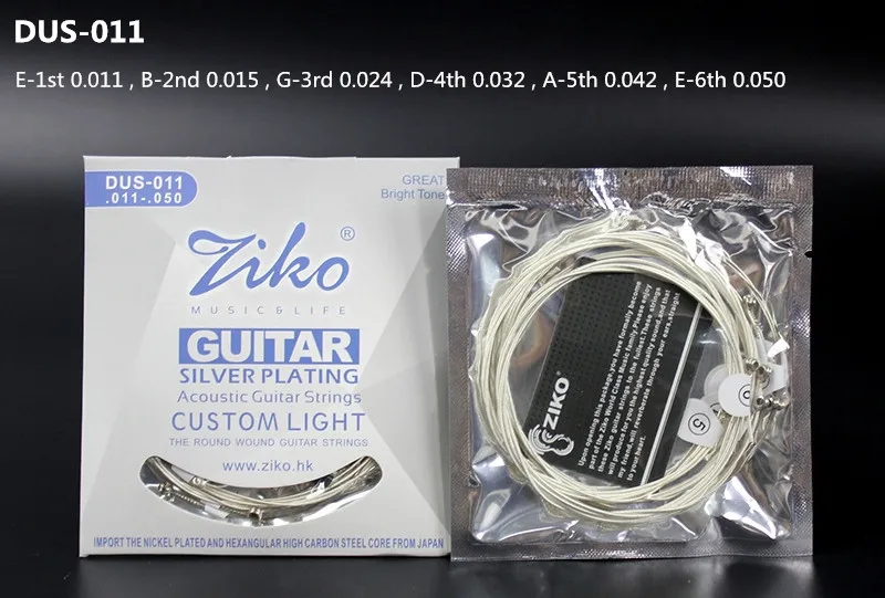 ZIKO DUS 012-053 акустические гитарные струны шестигранные из углеродистой стали ядро с серебряным покрытием гитарные части Музыкальные инструменты аксессуары - Цвет: DUS011