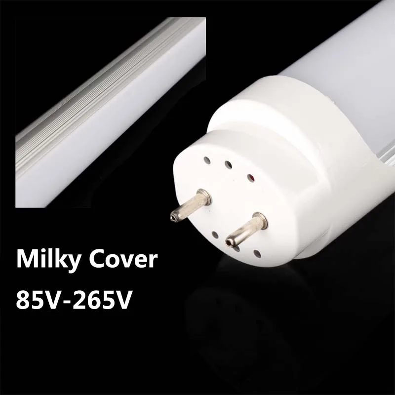 

T8 led tube light Milky Cover 600MM 900mm 1200mm 1500mm 1800mm 2400mm 9W-36W, smd 2835 85V-265V, FedEx EMS Free Shipping, 25pcs