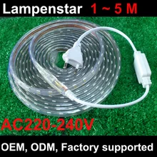 220v led strip warm white / cool white +Power plug(free),green/blue/red/,60leds/m 60led waterproof ce rohs