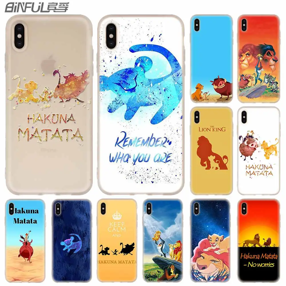 

The Hakuna Matata Lion King Cover Case Silicone soft for iPhone X 11 Pro XS Max XR 6 7 8 Plus 5 4 S 5.8 6.1 6.5 Phone Cases