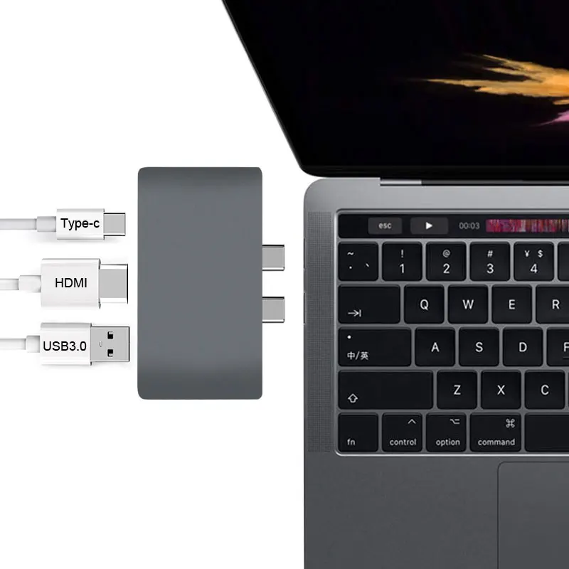 Mosible 3-в-1 Thunderbolt 3 адаптер USB C концентратор к HDMI с USB 3,0 концентратор Тип-c PD для MacBook Pro USB-C