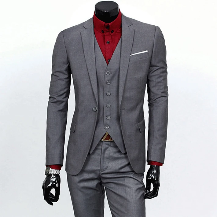 2015 Hombres De Negocios Traje Casual De Tres Piezas Conjunto Profesional Formal Trajes De Boda Del Novio Hermoso Diseno De Hendidura Lateral Chaqueta En Trajes De Bodas Y Eventos