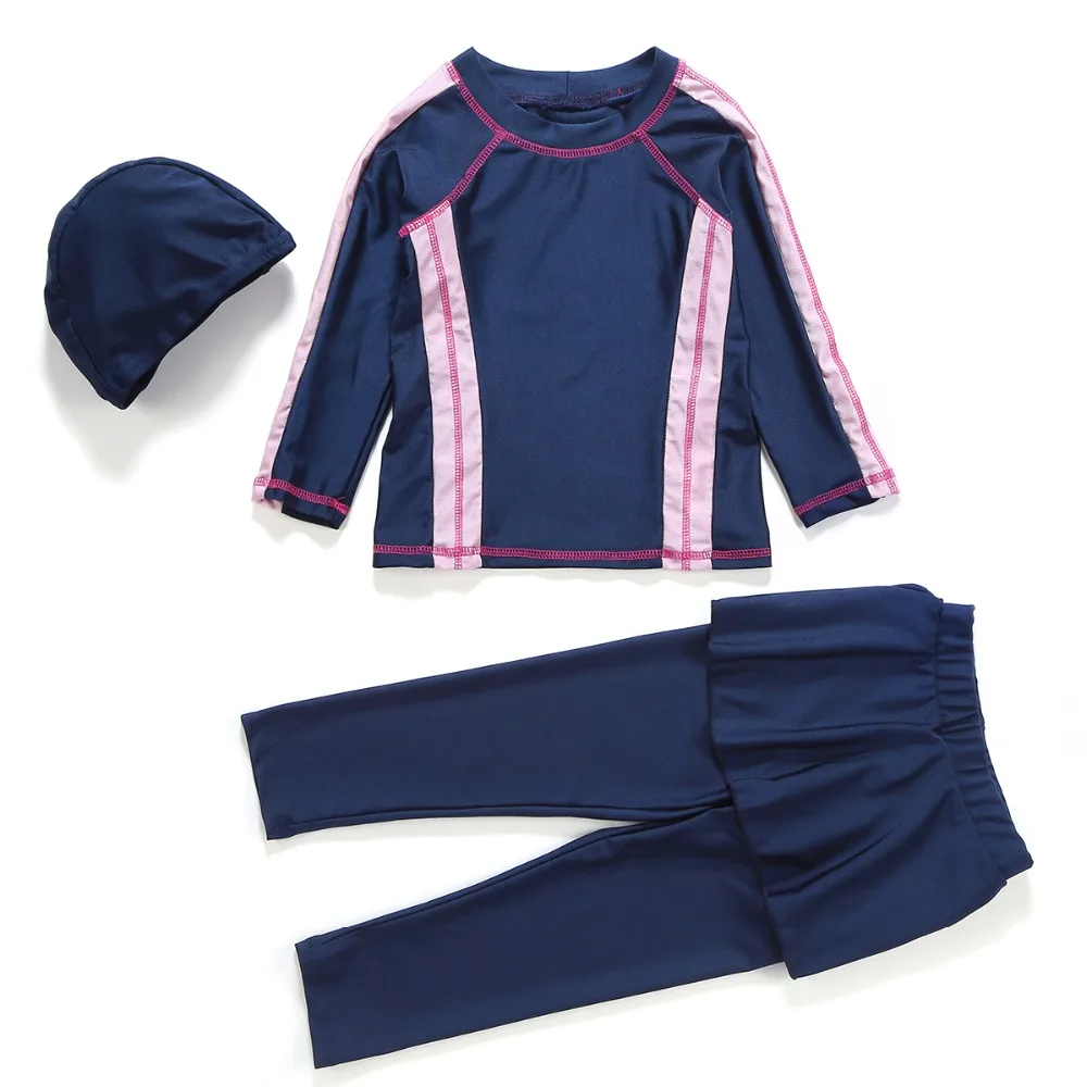 2020 new islamic swimming suit for girls modest full coverage muslim swimwear long sleeve skirt swimsuit kids islamic 90 110 160 muslim swimwear aliexpress