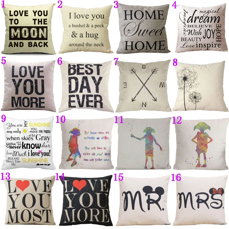 Cheap home Decorative cushion cover for Sofa Quote Heart Romantic