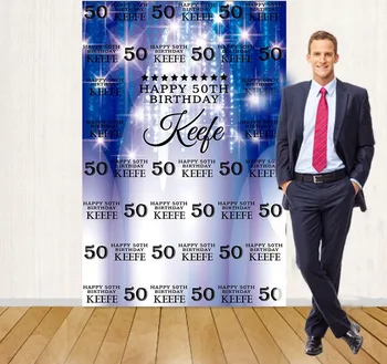 

custom 50th Birthday Sparkly blue Bokeh photo backdrop High quality Computer print party photo studio background
