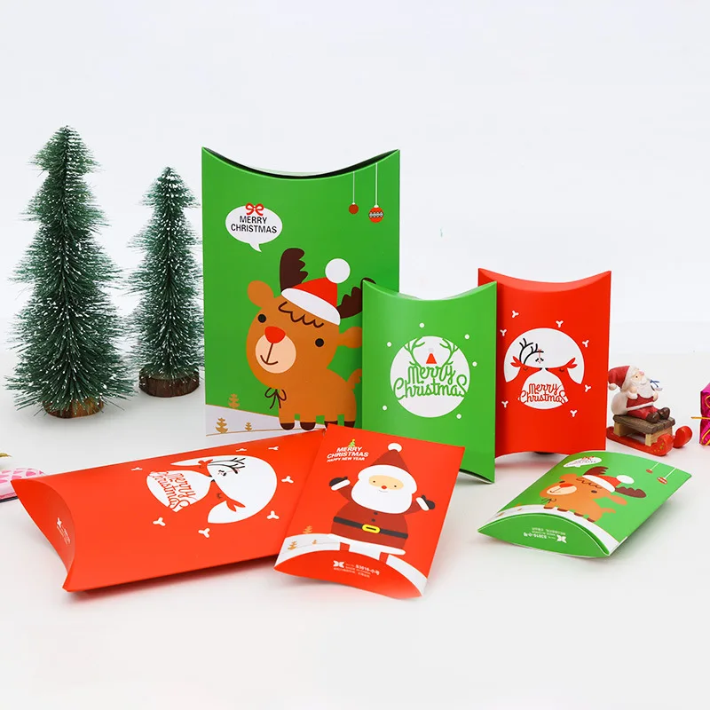 Pouch Packing Bags Xmas  Elk Paper Gift Bag Pillow Shape Box Candy Boxes 